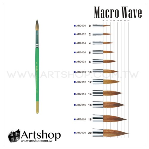 Macro Wave 馬可威 AR20 短桿狸毛水彩筆(圓) #0~#20